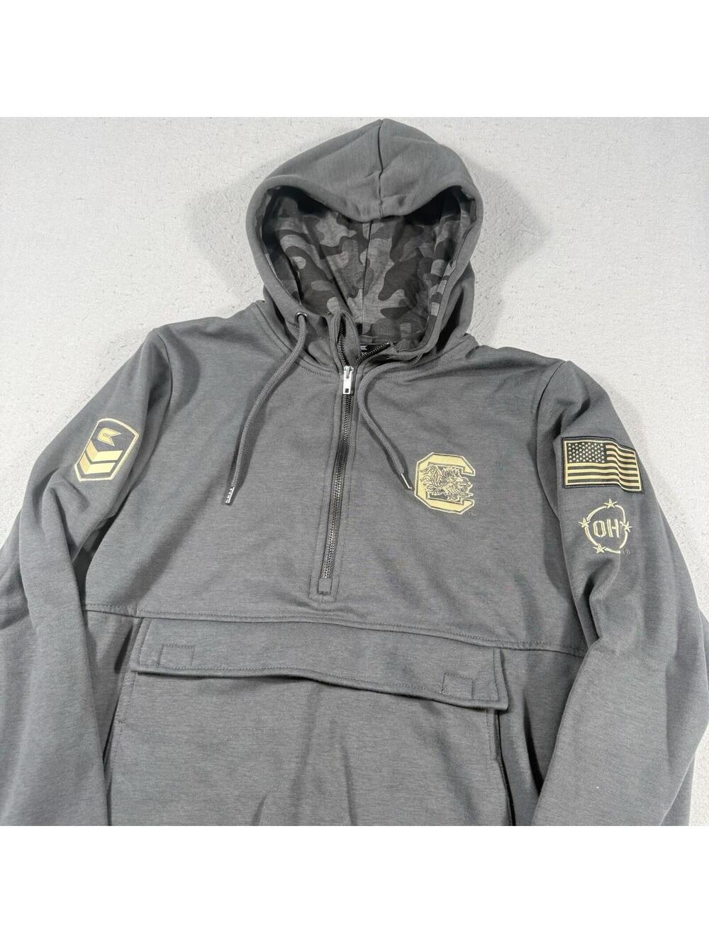 Colosseum South Carolina Gamecocks OHT Military 1/4 Zip Hoodie Mens Small